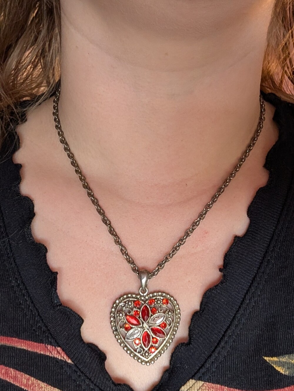 VTG Silver Heart Pendant Necklace
